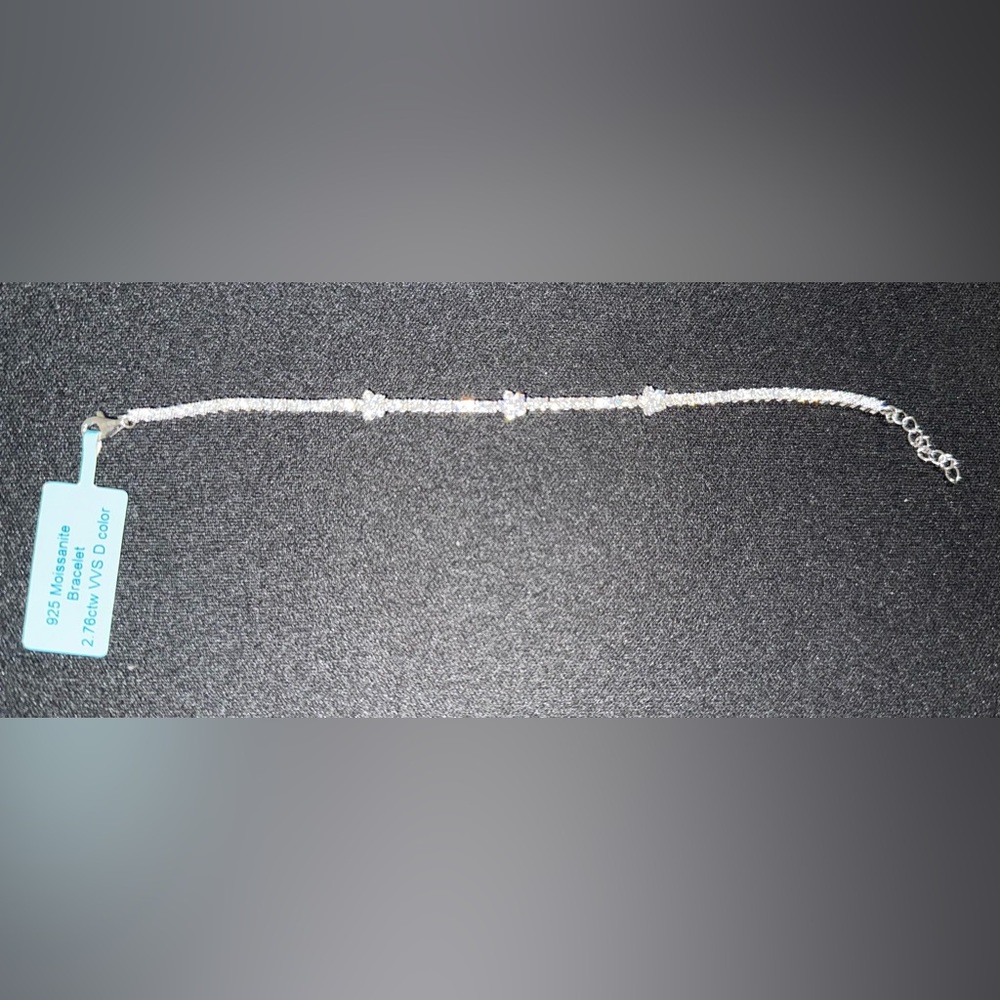 Genuine Moissanite Flower Tennis Bracelet - Silver Tone